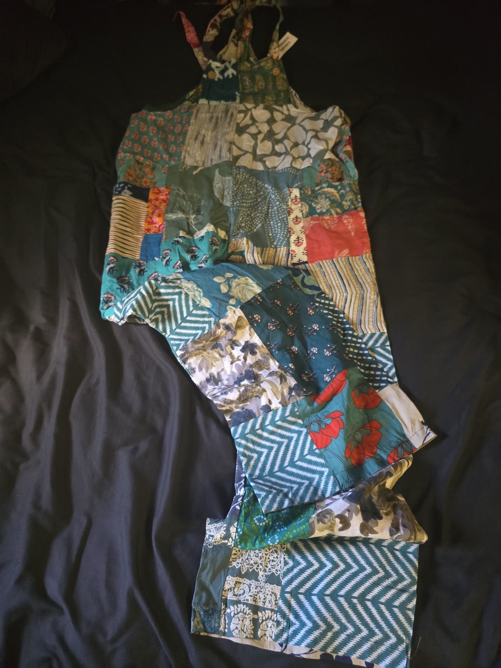 Bohemian Patchwork Jumpsuit - Teal Multicolor